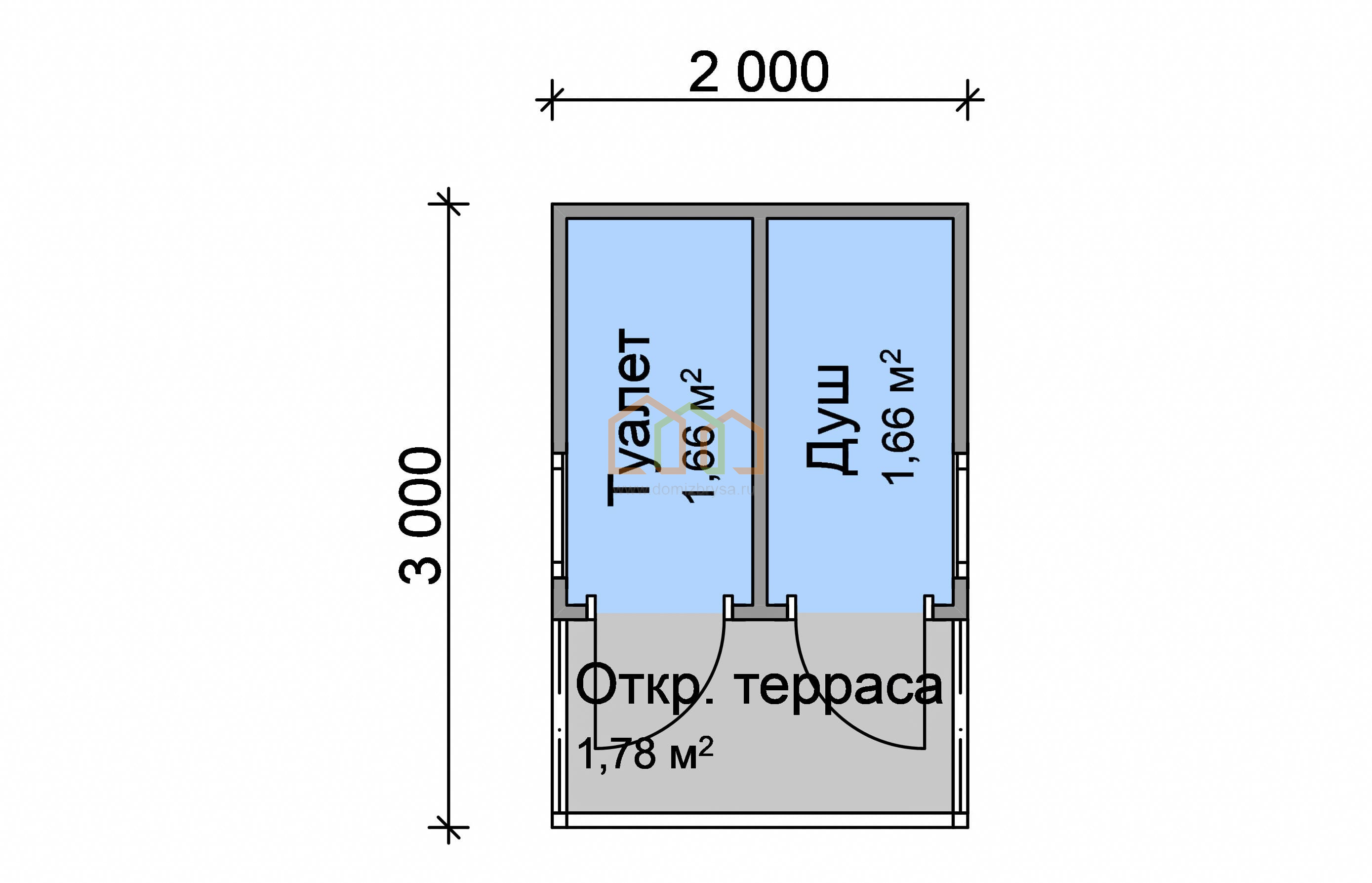 Хозблок для дачи Агата - 3 2x3 Площадь: 6 м² с террасой в готовом виде с  душем и туалетом под ключ в Ивангороде